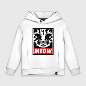 Детское худи Oversize хлопок с принтом Meow Obey в Новосибирске, френч-терри — 70% хлопок, 30% полиэстер. Мягкий теплый начес внутри —100% хлопок | боковые карманы, эластичные манжеты и нижняя кромка, капюшон на магнитной кнопке | Тематика изображения на принте: animal | cat | cute | kitty | meow | obey | друг | животные | киска | кися | китти | кот | котенок | котик | котэ | кошечка | кошка | мур | мяу | питомец