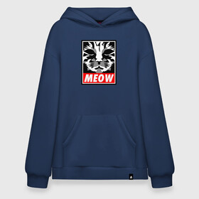 Худи SuperOversize хлопок с принтом Meow Obey в Новосибирске, 70% хлопок, 30% полиэстер, мягкий начес внутри | карман-кенгуру, эластичная резинка на манжетах и по нижней кромке, двухслойный капюшон
 | animal | cat | cute | kitty | meow | obey | друг | животные | киска | кися | китти | кот | котенок | котик | котэ | кошечка | кошка | мур | мяу | питомец