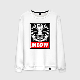 Мужской свитшот хлопок с принтом Meow Obey в Новосибирске, 100% хлопок |  | animal | cat | cute | kitty | meow | obey | друг | животные | киска | кися | китти | кот | котенок | котик | котэ | кошечка | кошка | мур | мяу | питомец