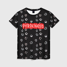 Женская футболка 3D с принтом Bloody Pyrokinesis в Новосибирске, 100% полиэфир ( синтетическое хлопкоподобное полотно) | прямой крой, круглый вырез горловины, длина до линии бедер | hip hop | pyrokinesis | rap | rep | андрей фёдорович | исполнители | исполнитель | музыка | пирокинезис | пирокинесис | реп