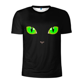 Мужская футболка 3D спортивная с принтом КОШАЧЬИ ГЛАЗКИ в Новосибирске, 100% полиэстер с улучшенными характеристиками | приталенный силуэт, круглая горловина, широкие плечи, сужается к линии бедра | Тематика изображения на принте: cat | cat eyes | eyes | аниме | взгляд | глаза | глаза кошки | глазки | животные | зелёный | киса | кот | коте | котейка | котенок | котэ | котя | кошачий глаз | кошачьи глаза | кошечка | кошка | мордочка