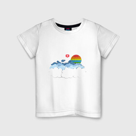 Детская футболка хлопок с принтом Pop it Simple Dimple в Новосибирске, 100% хлопок | круглый вырез горловины, полуприлегающий силуэт, длина до линии бедер | pop it | simple dimple | восход | закат | лайк | небо | облака | попит | сердечко | симпл димпл