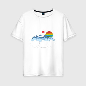 Женская футболка хлопок Oversize с принтом Pop it Simple Dimple в Новосибирске, 100% хлопок | свободный крой, круглый ворот, спущенный рукав, длина до линии бедер
 | pop it | simple dimple | восход | закат | лайк | небо | облака | попит | сердечко | симпл димпл