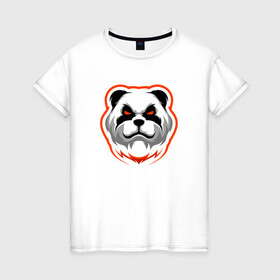 Женская футболка хлопок с принтом Панда с красными глазами в Новосибирске, 100% хлопок | прямой крой, круглый вырез горловины, длина до линии бедер, слегка спущенное плечо | cute | dog | pitbull | woof | американский питбультерьер | гав | забавный | пес | песель | песик | питбуль | смешной | собака | собачка | щенок