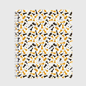 Тетрадь с принтом Шахматные Фигуры в Новосибирске, 100% бумага | 48 листов, плотность листов — 60 г/м2, плотность картонной обложки — 250 г/м2. Листы скреплены сбоку удобной пружинной спиралью. Уголки страниц и обложки скругленные. Цвет линий — светло-серый
 | chess | игра | король | ладья | математика | пешка | ферзь | чёрно белые | шах и мат | шахматист | шахматная доска | шахматные фигуры | шахматы
