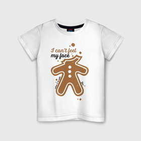 Детская футболка хлопок с принтом Печенька в Новосибирске, 100% хлопок | круглый вырез горловины, полуприлегающий силуэт, длина до линии бедер | арт | иллюстрация | печенье | печенька | пряник