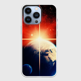 Чехол для iPhone 13 Pro с принтом Космос земля 3D в Новосибирске,  |  | вселенная | галактика | звёзды | земля | космос | лучи | рассвет | сияние | солнце