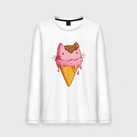 Мужской лонгслив хлопок с принтом Cat Ice Cream в Новосибирске, 100% хлопок |  | animal | cat | cute | ice cream | kitty | meow | друг | еда | животные | киска | кися | китти | кот | котенок | котик | котэ | кошечка | кошка | мороженое | мур | мяу | питомец