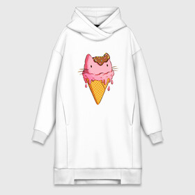 Платье-худи хлопок с принтом Cat Ice Cream в Новосибирске,  |  | animal | cat | cute | ice cream | kitty | meow | друг | еда | животные | киска | кися | китти | кот | котенок | котик | котэ | кошечка | кошка | мороженое | мур | мяу | питомец