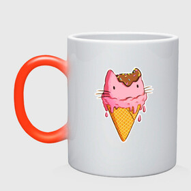 Кружка хамелеон с принтом Cat Ice Cream в Новосибирске, керамика | меняет цвет при нагревании, емкость 330 мл | Тематика изображения на принте: animal | cat | cute | ice cream | kitty | meow | друг | еда | животные | киска | кися | китти | кот | котенок | котик | котэ | кошечка | кошка | мороженое | мур | мяу | питомец