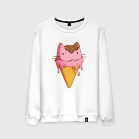 Мужской свитшот хлопок с принтом Cat Ice Cream в Новосибирске, 100% хлопок |  | animal | cat | cute | ice cream | kitty | meow | друг | еда | животные | киска | кися | китти | кот | котенок | котик | котэ | кошечка | кошка | мороженое | мур | мяу | питомец