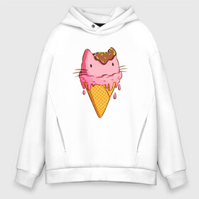 Мужское худи Oversize хлопок с принтом Cat Ice Cream в Новосибирске, френч-терри — 70% хлопок, 30% полиэстер. Мягкий теплый начес внутри —100% хлопок | боковые карманы, эластичные манжеты и нижняя кромка, капюшон на магнитной кнопке | animal | cat | cute | ice cream | kitty | meow | друг | еда | животные | киска | кися | китти | кот | котенок | котик | котэ | кошечка | кошка | мороженое | мур | мяу | питомец