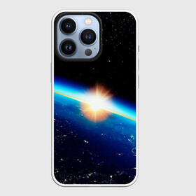 Чехол для iPhone 13 Pro с принтом КОСМИЧЕСКИЙ РАССВЕТ 3D в Новосибирске,  |  | вселенная | галактика | звёзды | земля | космос | лучи | рассвет | сияние | солнце