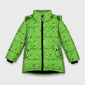 Зимняя куртка для девочек 3D с принтом Мультяшные Лица в Новосибирске, ткань верха — 100% полиэстер; подклад — 100% полиэстер, утеплитель — 100% полиэстер. | длина ниже бедра, удлиненная спинка, воротник стойка и отстегивающийся капюшон. Есть боковые карманы с листочкой на кнопках, утяжки по низу изделия и внутренний карман на молнии. 

Предусмотрены светоотражающий принт на спинке, радужный светоотражающий элемент на пуллере молнии и на резинке для утяжки. | emoji | emoticons | smile | знак | колобок | позитив | рожица | символ | смайл | смайлики | улыбка | эмодзи