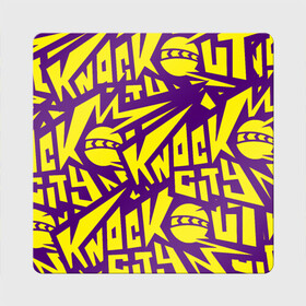 Магнит виниловый Квадрат с принтом Knockout City (лого узор) в Новосибирске, полимерный материал с магнитным слоем | размер 9*9 см, закругленные углы | Тематика изображения на принте: dodgeball | knockout | knockout city | вышибалы | игры