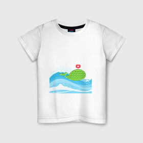 Детская футболка хлопок с принтом Simple Dimple / Pop it в Новосибирске, 100% хлопок | круглый вырез горловины, полуприлегающий силуэт, длина до линии бедер | Тематика изображения на принте: pop it | simple dimple | волны | кит | кит на море | лайк | море | небо | попит | рыбка | сердечко | симпл димпл | тренды | шторм