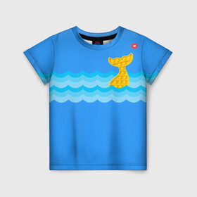 Детская футболка 3D с принтом Pop it Simple Dimple в Новосибирске, 100% гипоаллергенный полиэфир | прямой крой, круглый вырез горловины, длина до линии бедер, чуть спущенное плечо, ткань немного тянется | Тематика изображения на принте: pop it | simple dimple | волны | кит | лайк | море | морские животные | морские обитатели | попит | рыбка | рыбы | сердечко | симпл димпл | тренды | шторм