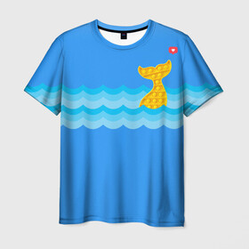 Мужская футболка 3D с принтом Pop it Simple Dimple в Новосибирске, 100% полиэфир | прямой крой, круглый вырез горловины, длина до линии бедер | pop it | simple dimple | волны | кит | лайк | море | морские животные | морские обитатели | попит | рыбка | рыбы | сердечко | симпл димпл | тренды | шторм