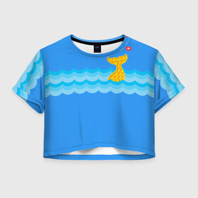 Женская футболка Crop-top 3D с принтом Pop it Simple Dimple в Новосибирске, 100% полиэстер | круглая горловина, длина футболки до линии талии, рукава с отворотами | pop it | simple dimple | волны | кит | лайк | море | морские животные | морские обитатели | попит | рыбка | рыбы | сердечко | симпл димпл | тренды | шторм