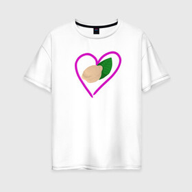 Женская футболка хлопок Oversize с принтом любовь к пельменям в Новосибирске, 100% хлопок | свободный крой, круглый ворот, спущенный рукав, длина до линии бедер
 | еда | лаврушка | пельмень | пища | сердечко