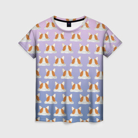 Женская футболка 3D с принтом Pop it Корги Поп-ит корги в Новосибирске, 100% полиэфир ( синтетическое хлопкоподобное полотно) | прямой крой, круглый вырез горловины, длина до линии бедер | pop it | корги | поп ит | симпл димпл