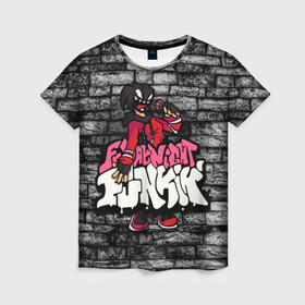 Женская футболка 3D с принтом Friday Night Funkin A.G.O.T.I. в Новосибирске, 100% полиэфир ( синтетическое хлопкоподобное полотно) | прямой крой, круглый вырез горловины, длина до линии бедер | agoti | character | fnf | аготи | буквы | игра | красный | логотип | микрофон | персонаж friday night funkin | рисовка | розовый | фрайдей