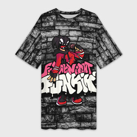 Платье-футболка 3D с принтом Friday Night Funkin A.G.O.T.I. в Новосибирске,  |  | agoti | character | fnf | аготи | буквы | игра | красный | логотип | микрофон | персонаж friday night funkin | рисовка | розовый | фрайдей