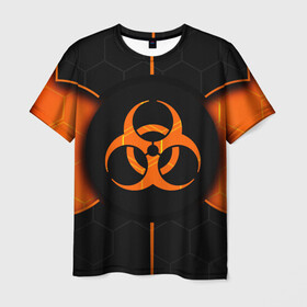 Мужская футболка 3D с принтом ХИМИЧЕСКАЯ ОПАСНОСТЬ 3D в Новосибирске, 100% полиэфир | прямой крой, круглый вырез горловины, длина до линии бедер | вредные | знак | опасность | соты | текстура | химия