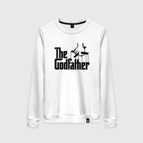 Женский свитшот хлопок с принтом The Godfather в Новосибирске, 100% хлопок | прямой крой, круглый вырез, на манжетах и по низу широкая трикотажная резинка  | al pacino | don | don michael corleone | drama | father | gangster | logo | marlon brando | movie | the godfather | аль пачино | гангстер | дон | дон вито корлеоне | дон майкл корлеоне | драма | крестный отец | лого | марлон брандо | оскар |