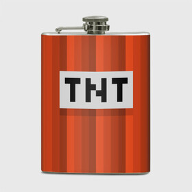 Фляга с принтом TNT в Новосибирске, металлический корпус | емкость 0,22 л, размер 125 х 94 мм. Виниловая наклейка запечатывается полностью | игры | красный | лето | майнкрафт | тнт