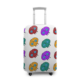 Чехол для чемодана 3D с принтом Нашествие инопланетян-ктулху в Новосибирске, 86% полиэфир, 14% спандекс | двустороннее нанесение принта, прорези для ручек и колес | желтый | зеленый | инопланетяне | красный | ктулху | фиолетовый | щупальцы