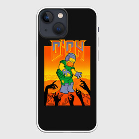 Чехол для iPhone 13 mini с принтом Doom x Simpsons в Новосибирске,  |  | doom | gomer | simpsons | the simpson | гомер | дум | мульт | мультфильм | симпсоны