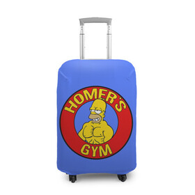 Чехол для чемодана 3D с принтом Спортзал Гомера в Новосибирске, 86% полиэфир, 14% спандекс | двустороннее нанесение принта, прорези для ручек и колес | gomer | gym | simpsons | the simpson | гомер | качалка | мульт | мультфильм | симпсоны | спортзал | спортсменам | спортсмену