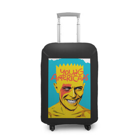 Чехол для чемодана 3D с принтом Bart x Bowie в Новосибирске, 86% полиэфир, 14% спандекс | двустороннее нанесение принта, прорези для ручек и колес | bart | simpsons | the simpson | барт | дэвид бови | дэвид боуи | мульт | мультфильм | симпсоны