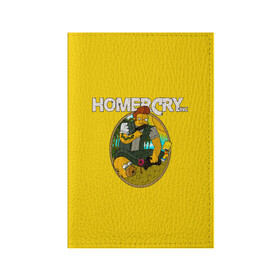 Обложка для паспорта матовая кожа с принтом Homer Cry в Новосибирске, натуральная матовая кожа | размер 19,3 х 13,7 см; прозрачные пластиковые крепления | Тематика изображения на принте: far cry | farcray | gomer | homer | simpsons | the simpson | гомер | мульт | мультфильм | симпсоны | фар край