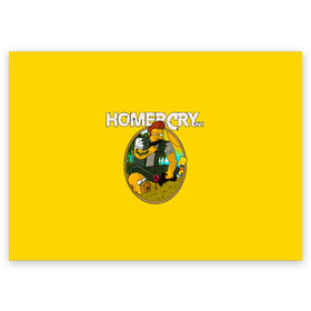 Поздравительная открытка с принтом Homer Cry в Новосибирске, 100% бумага | плотность бумаги 280 г/м2, матовая, на обратной стороне линовка и место для марки
 | far cry | farcray | gomer | homer | simpsons | the simpson | гомер | мульт | мультфильм | симпсоны | фар край