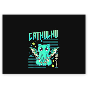 Поздравительная открытка с принтом CatHulhu в Новосибирске, 100% бумага | плотность бумаги 280 г/м2, матовая, на обратной стороне линовка и место для марки
 | ancient | azathoth | call | cat | cthulhu | dagon | good | howard | hydra | lovecraft | luck | nyarlathotep | of | phillips | the | unknown | yog sothoth | азатот | гидра | говард | дагон | древний | зов | йог сотот | кот | кошка | ктулху | лавкрафт | нев