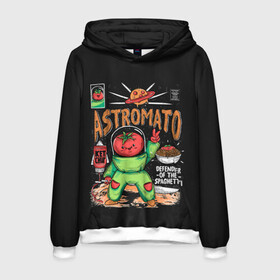Мужская толстовка 3D с принтом Astromato в Новосибирске, 100% полиэстер | двухслойный капюшон со шнурком для регулировки, мягкие манжеты на рукавах и по низу толстовки, спереди карман-кенгуру с мягким внутренним слоем. | alive | astronaut | defender | food | galaxy | ketchup | monster | moon | pizza | planet | space | spaghetti | tomato | vegetable | астронавт | галактика | еда | живая | живой | защитник | кетчуп | космос | луна | монстр | овощ | пицца | планета | помидор