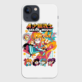 Чехол для iPhone 13 mini с принтом Sailor Meow в Новосибирске,  |  | ami | cat | cats | meow | minako | moon | rei | sailor | usagi | ами | артемис | венера | кот | кошка | луна | макото | марс | меркурий | минако | мичиру | момару | мун | мяу | плутон | принц | рэй | сатурн | сейлор | серенити | сецун