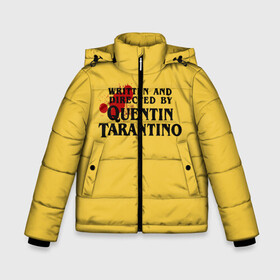 Зимняя куртка для мальчиков 3D с принтом Quentin Tarantino в Новосибирске, ткань верха — 100% полиэстер; подклад — 100% полиэстер, утеплитель — 100% полиэстер | длина ниже бедра, удлиненная спинка, воротник стойка и отстегивающийся капюшон. Есть боковые карманы с листочкой на кнопках, утяжки по низу изделия и внутренний карман на молнии. 

Предусмотрены светоотражающий принт на спинке, радужный светоотражающий элемент на пуллере молнии и на резинке для утяжки | Тематика изображения на принте: directed by quentin tarantino | mem qwentin | quentin tarantino | written and directed by quentin tarantino | бешенные псы | криминальное чтиво | любимый режиссер | мем | мем квентин тарантино | режиссер | режиссер квентин тарантино