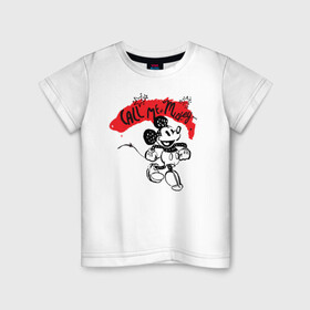 Детская футболка хлопок с принтом call me mickey в Новосибирске, 100% хлопок | круглый вырез горловины, полуприлегающий силуэт, длина до линии бедер | disney | mickey mouse | дисней | микки маус