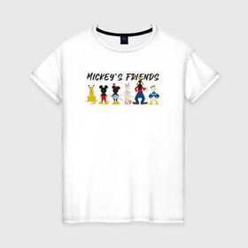 Женская футболка хлопок с принтом Друзья микки в Новосибирске, 100% хлопок | прямой крой, круглый вырез горловины, длина до линии бедер, слегка спущенное плечо | disney | mickey mouse | дисней | микки маус