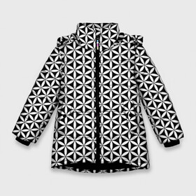 Зимняя куртка для девочек 3D с принтом Цветок Жизни в Новосибирске, ткань верха — 100% полиэстер; подклад — 100% полиэстер, утеплитель — 100% полиэстер. | длина ниже бедра, удлиненная спинка, воротник стойка и отстегивающийся капюшон. Есть боковые карманы с листочкой на кнопках, утяжки по низу изделия и внутренний карман на молнии. 

Предусмотрены светоотражающий принт на спинке, радужный светоотражающий элемент на пуллере молнии и на резинке для утяжки. | геометрия пространства | герметизм | древо жизни | друнвало мельхиседек | куб метатрона | матрица | мудрость | роза мира | сакральная геометрия | семя жизни | ткань пространства | цветок жизни