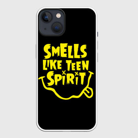 Чехол для iPhone 13 с принтом Smells like teen spirit в Новосибирске,  |  | alternative | kurt cobain | metall | music | nirvana | rock | альтернатива | курт кобейн | курт кобэйн | металл | музыка | нирвана | нирванна | рок