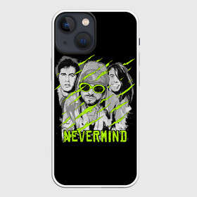 Чехол для iPhone 13 mini с принтом Nevermind в Новосибирске,  |  | alternative | kurt cobain | metall | music | nirvana | rock | альтернатива | курт кобейн | курт кобэйн | металл | музыка | нирвана | нирванна | рок
