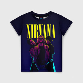 Детская футболка 3D с принтом Nirvana Neon в Новосибирске, 100% гипоаллергенный полиэфир | прямой крой, круглый вырез горловины, длина до линии бедер, чуть спущенное плечо, ткань немного тянется | alternative | kurt cobain | metall | music | nirvana | rock | альтернатива | курт кобейн | курт кобэйн | металл | музыка | нирвана | нирванна | рок