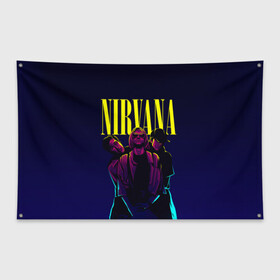 Флаг-баннер с принтом Nirvana Neon в Новосибирске, 100% полиэстер | размер 67 х 109 см, плотность ткани — 95 г/м2; по краям флага есть четыре люверса для крепления | alternative | kurt cobain | metall | music | nirvana | rock | альтернатива | курт кобейн | курт кобэйн | металл | музыка | нирвана | нирванна | рок