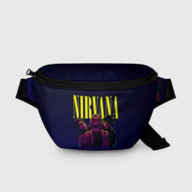 Поясная сумка 3D с принтом Nirvana Neon в Новосибирске, 100% полиэстер | плотная ткань, ремень с регулируемой длиной, внутри несколько карманов для мелочей, основное отделение и карман с обратной стороны сумки застегиваются на молнию | alternative | kurt cobain | metall | music | nirvana | rock | альтернатива | курт кобейн | курт кобэйн | металл | музыка | нирвана | нирванна | рок