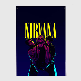 Постер с принтом Nirvana Neon в Новосибирске, 100% бумага
 | бумага, плотность 150 мг. Матовая, но за счет высокого коэффициента гладкости имеет небольшой блеск и дает на свету блики, но в отличии от глянцевой бумаги не покрыта лаком | alternative | kurt cobain | metall | music | nirvana | rock | альтернатива | курт кобейн | курт кобэйн | металл | музыка | нирвана | нирванна | рок