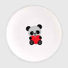 Тарелка с принтом Love Панда в Новосибирске, фарфор | диаметр - 210 мм
диаметр для нанесения принта - 120 мм | маленькая панда | медвежонок | панда | сердце | черно белый медведь